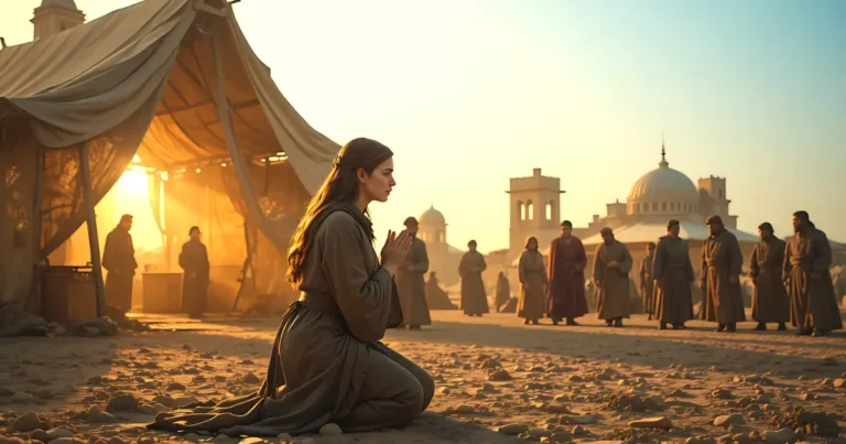 Hannah praying at the tabernacle in Shiloh from the story of Hannah in the Bible