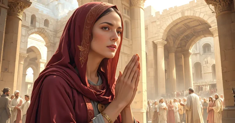 Anna in the bible, the prophetess praying in the Jerusalem temple