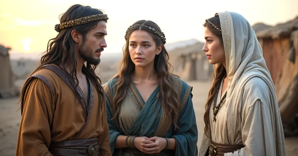 Leah, Jacob, and Rachel in the Bible illustrating family conflict and relationships in Genesis.