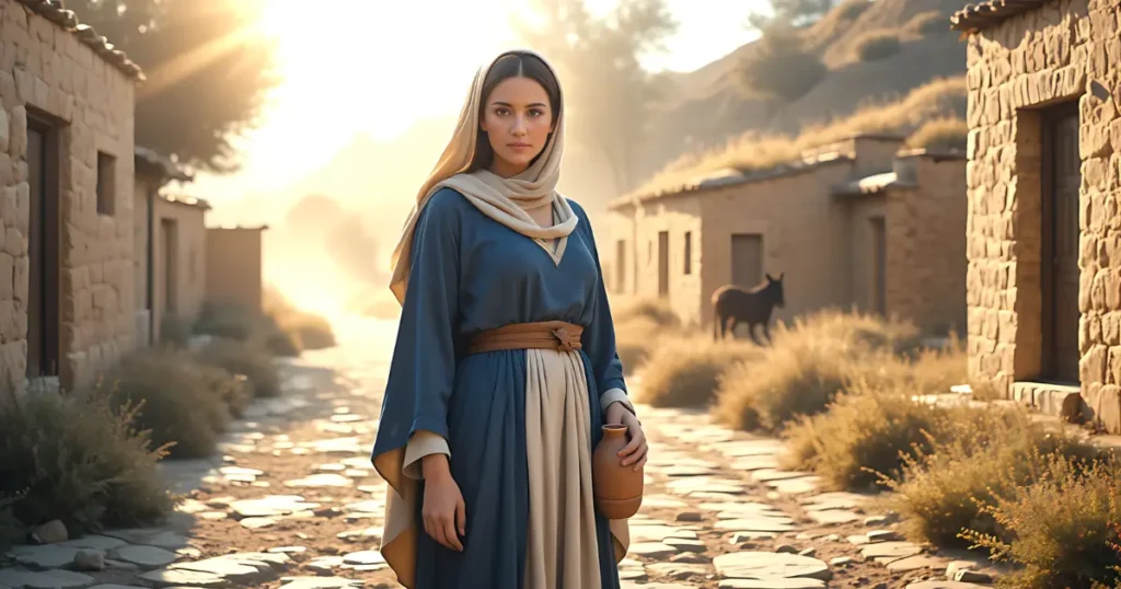 Mary the mother of Jesus in Nazareth, a young woman chosen by God in a biblical setting
