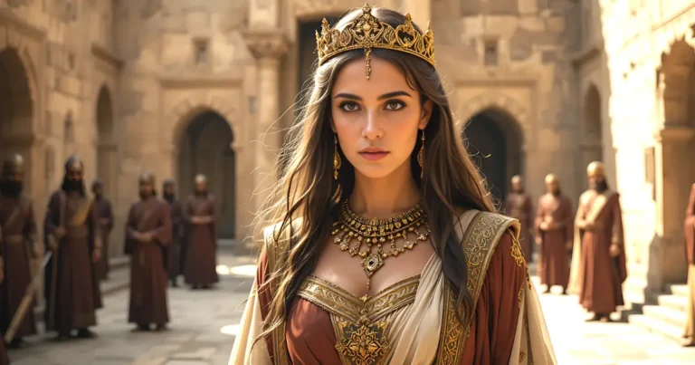 Athaliah in the Bible standing in Judah’s royal palace after seizing the throne