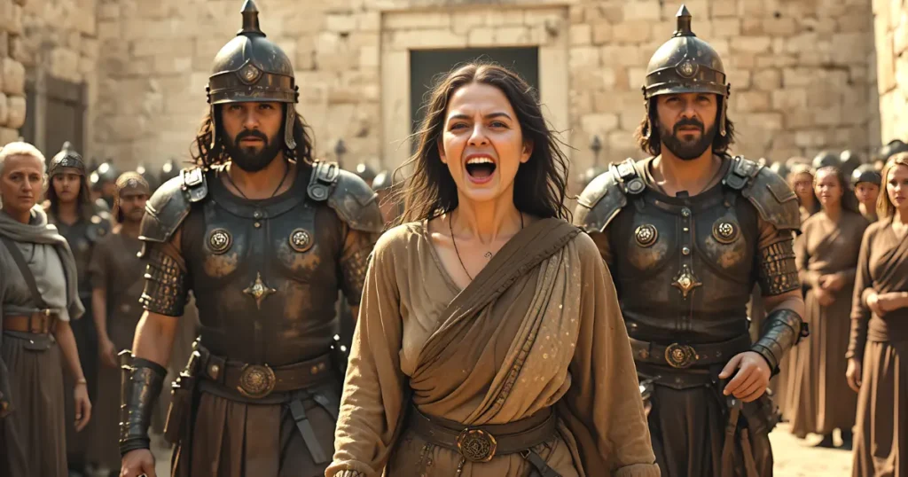 Athaliah being dragged from the temple to the Horse Gate for execution.