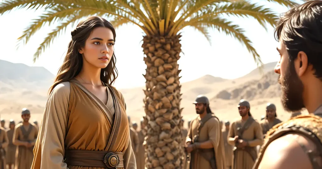 Deborah speaking to Barak before the battle against Sisera in Judges 4