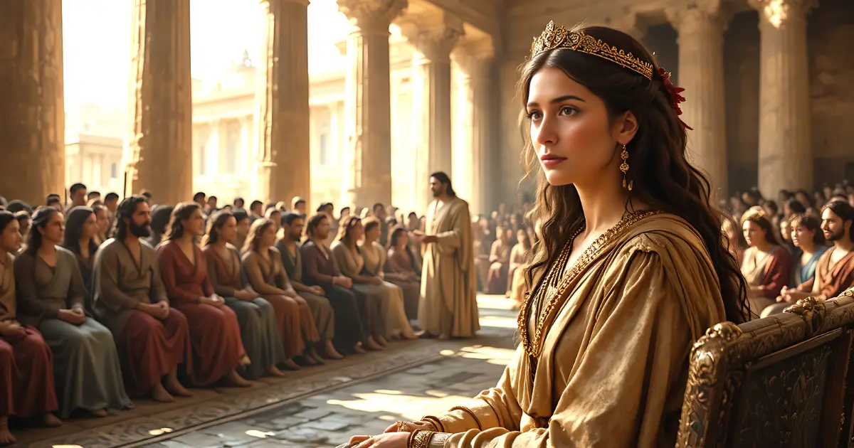 Bernice in the Bible, daughter of Herod Agrippa I, attending Paul's hearing before Agrippa in Caesarea