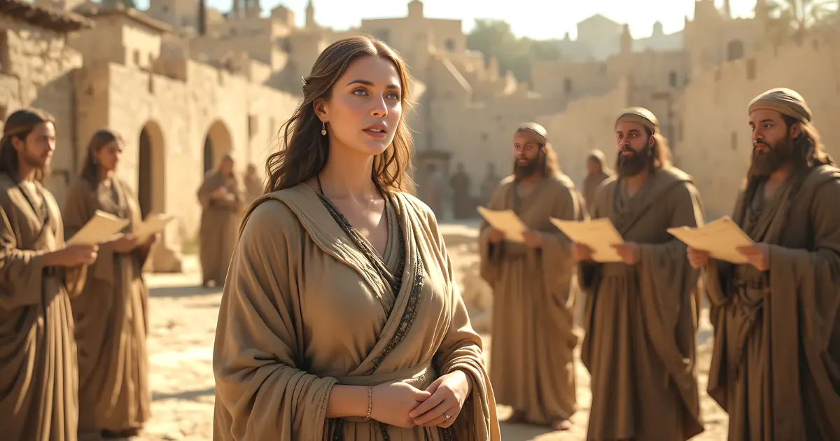 Huldah in the Bible, the prophetess in Jerusalem delivering God's message during King Josiah's reign