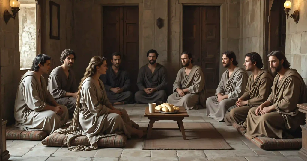 Early Roman house church gathering with believers including Claudia and Pudens in first century Rome