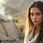 Keturah in the Bible as Abraham wife after Sarah standing near tent in Canaan