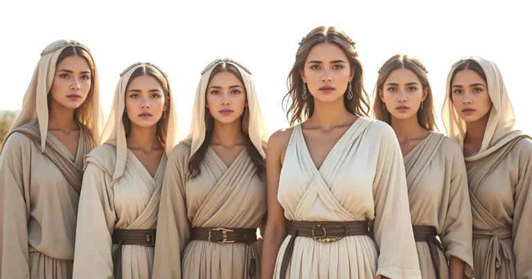 Women in Genesis gathered in a natural biblical landscape representing God's covenant story